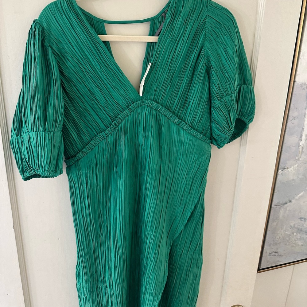 By Anthropologie V-Neck Pleated Slim MIDI Dress